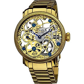 Akribos XXIV Automatic Skeleton Mechanical Men's Watch - See Through Dial with IP Case with A Skeletonized Dial on Luxury Bracelet - AK525