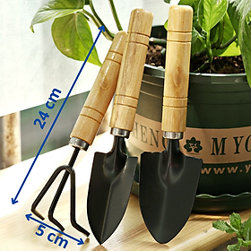 Mua Bộ Dụng Cụ Làm Vườn 3 Món Cán Gỗ Cao Cấp (24cm)