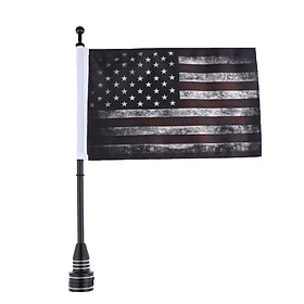 Motorcycle Flag Mount Kit; 10.2 X 6.7 Inch USA Parade Flag And 15 Inch Metal