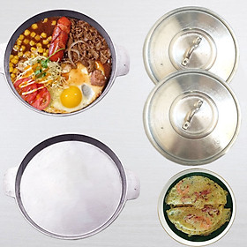 Mua Combo 2 Chảo Gang Kèm Nắp ( Lựa Size 20-22-24 ) Làm Bò Né   Bánh Xèo  Steak