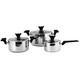 Mua Bộ nồi Inox 3 lớp cao cấp đáy liền Tri-max XP EL-3755  size 16cm  20cm  24cm