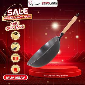 Mua  Mẫu mới cán gỗ  Chảo gang đúc công nghệ mới La gourmet Nitrigan 20cm lòng sâu - 367532 (tốt cho sức khỏe  siêu bền)