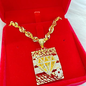 Dây chuyền mặt kim cương mạ vàng 18k-bền màu RCLN
