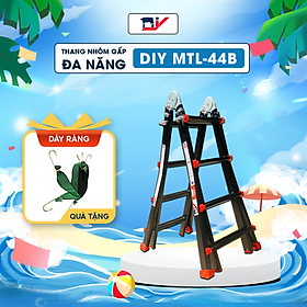 Thang nhôm gấp đa năng DIY MTL-44B chiều cao chứ A tối đa 1.96m, chiều cao chữ I 4.05m, tải trọng 150kg ( đai đỏ )