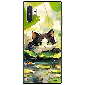Ốp lưng cho Samsung Note 10 - Note 10 Plus - Note 20 - Note 20 Ultra - Mèo Tam Thể Lá Sen - Hàng Chính Hãng