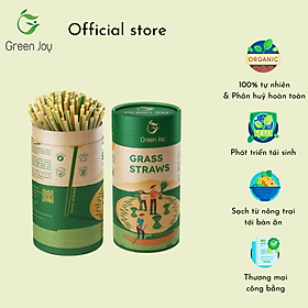 Ống hút cỏ bàng khô Green Joy - hộp tròn 100 ống