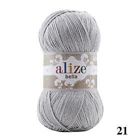 Cuộn sợi cotton hè trơn Bella 100 hãng Alize Yarns đan móc áo, váy, khăn hè siêu mát