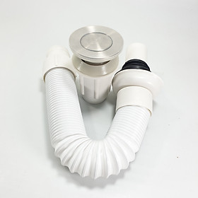 Mua Xả lavabo ruột gà ống nhựa ABS nhựa trắng đầu inox sus304 loại nhấn cao cấp đẹp