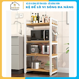 Hình ảnh Kệ để lò vi sóng 174-2N thương hiệu 9House kệ bếp để lò nướng nồi cơm điện lò vi sóng gia vị loại khung sắt dày sơn tĩnh điện chống rỉ mặt gỗ MDF lõi xanh chống ẩm bề mặt phủ melamine chống thấm cao cấp - Hàng chính hãng