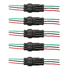 5x 3 Pin Way Car Waterproof Electrical Connector Plug with Wire Motorcycle