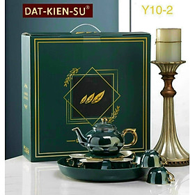 Mua Bộ ấm chén uống trà khay tròn tách trà có tay cầm