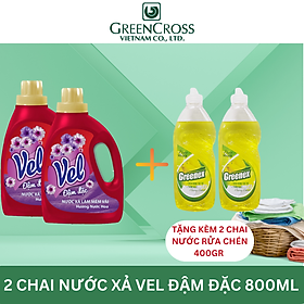 [Combo Tiết Kiệm 2 TẶNG 2] 2 Chai Nước xả vải ĐẬM ĐẶC khử mùi, lưu hương lâu chuyên dụng VEL 800ml