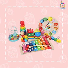 Combo 6 món đồ chơi gỗ an toàn cho bé- đồ chơi phát triển trí tuệ cho bé