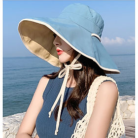Mũ rộng vành chống nắng chống tia cực tím đội 2 mặt cao cấp, nón nữ đi nắng thời trang tạo kiểu