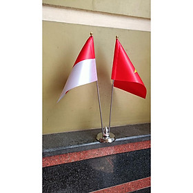 Cờ để bàn Việt Nam Indonesia đế inox đôi mini
