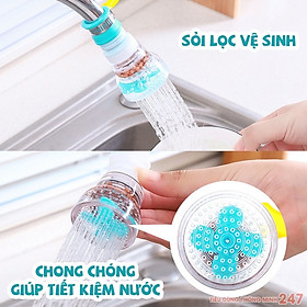 Vòi tăng áp suất ,đầu vòi nối rửa bát tăng áp xoay 360 độ cho bồn rửa chén có than hoạt tính 