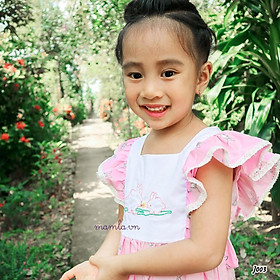 Đầm cánh tiên hồng thêu hình thỏ 2Y-6Y