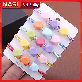 Dây buộc tóc nữ hạt màu [Set 5 dây] NASI dễ thương phong cách hàn quốc thun cột tóc nữ co giãn tốt phụ kiện tóc