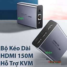 Bộ phát, Nhận, kéo dài tín hiệu HDMI + USB qua cáp mạng 150m Cat5e/Cat6 Ugreen 70438, 60323 hàng chính hãng