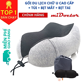 Gối Chữ U Kèm Bịt Mắt, Bịt Tai – Gối Ngủ Du Lịch, Tựa Đầu Chống Mỏi Chất Liệu Memory Foam Chính Hãng miDoctor – mi1711