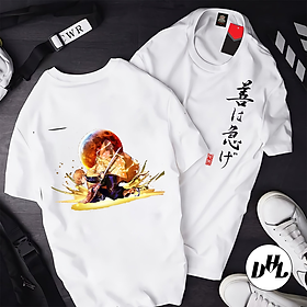 Áo thun trắng Anime, Manga Thanh g diệt quỷ Zenitsu 013, Unisex Nam Nữ có Size áo từ 25-95kg