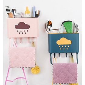 Mua Hộp đựng đũa muỗng treo tường kèm móc treo khăn và dụng cụ bếp  ống đựng đũa muỗng hình đám mây