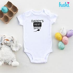 Bộ bodysuits (body liền) cộc tay vai chồm mềm mại, họa tiết thanh long xinh yêu cho bé trai bé gái HAKI BC006