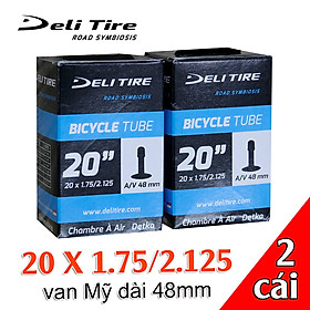 2 cái Ruột săm xe đạp 20x1.75 2.215 van Mỹ dài 48mm DELI-TIRE