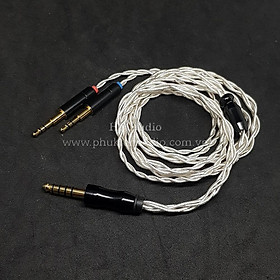 Dây tai nghe đồng mạ bạc OFC 1.2mm tết 4 - Connector Dual 2.5mm - Phù hợp với tai nghe HE400i HE400s HE560 HE1000
