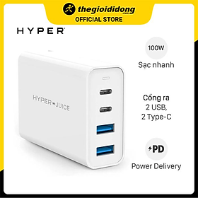 Mua Adapter sạc 4 cổng USB Type C PD 100W HyperJuice HJ-GAN100 Trắng - Hàng chính hãng