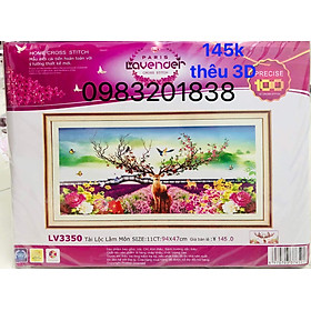 Tranh thêu chữ thập Hươu tài lộc LV3350, tranh 3D chưa thêu