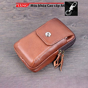 Bao da đựng điện thoại đeo hông có nút hít hai lớp 6.3 inch V21 thời trang cao cấp Tặng móc khóa A4