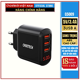 Mua Củ sạc 3 cổng USB A có màn hình hiển thị điện áp Choetech Q5009 (Hàng chính hãng)