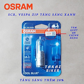 Bóng đèn HALOGEN OSRAM SCR - Vespa Zip - Tăng sáng 20% màu trắng xanh dương hiện đại trẻ trung Xenon 35W nhập khẩu