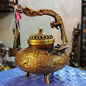 Mua Đỉnh đốt trầm có quai thân rồng quấn cao 30cm đk 20cm  mẫu xông trầm  bán xông trầm