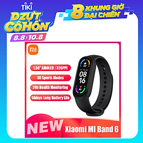 Đồng hồ thông minh Xiaomi MI Band 6 1.56 ’’ AMOLED BT5.0 30 chế độ thể thao/Chống thấm nước 5ATM/Ứng dụng MI Fit / Theo dõi giấc ngủ, tim mạch - Bản nội địa trung