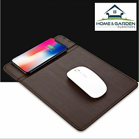Mua Sạc không dây kiêm lót chuột da cao cấp dành cho Iphone X  Samsung S8 S9 (Dark Brown) home and garden