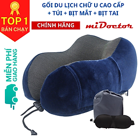 Gối Chữ U Kèm Bịt Mắt, Bịt Tai – Gối Ngủ Du Lịch, Tựa Đầu Chống Mỏi Chất Liệu Memory Foam Chính Hãng miDoctor – mi1711