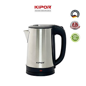 Ấm siêu tốc KIPOR KP-A318SA - 1.8L - Ấm điện inox 304 chống ăn mòn - Chân đế xoay 360 độ tự ngắt chống quá tải, quá nhiệt- Hàng chính hãng