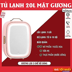 Mua Tủ Lạnh Mini Đựng Mỹ Phẩm Trang Bị Gương Có Đèn Led 3 Cấp Độ Dung Tích 20L Loại 2 Chiều Nóng Lạnh Dùng Cho Gia Đình Xe Hơi - Giao Hàng Toàn Quốc - Hàng Nhập Khẩu
