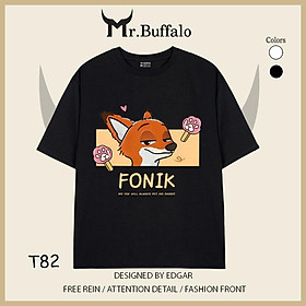 Áo đôi, cặp tay lỡ unisex zootopia Nick, judy dễ thương Mr.Buffalo - T82-Đen