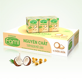 Thùng Sữa Đậu Nành Fami Nguyên Chất Vị Sữa Dừa (200ml x 36 Hộp)