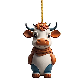Cow Christmas Tree Decorations Cow Car Pendants Farmhouse Door Birthday Gift Photo Props Acrylic Cow Ornaments for Xmas Fireplace Living Room