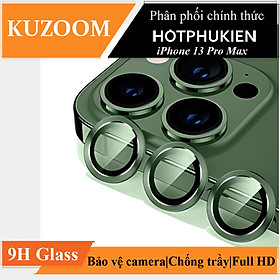 Bộ miếng dán kính cường lực Camera dành cho iPhone 13 Pro / 13 Pro Max hiệu HOTCASE Kuzoom Lens Ring mang lại khả năng chụp hình sắc nét full HD - Hàng nhập khẩu