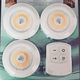 Mua Bộ 3 đèn LED mini gắn tường tủ  có điều khiển từ xa  có chức năng hẹn giờ tắt