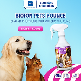 Chai Xịt Khử Mùi Sạch Khuẩn Cho Chó Mèo Bioion Pets Pounce 500ml Hương Floral