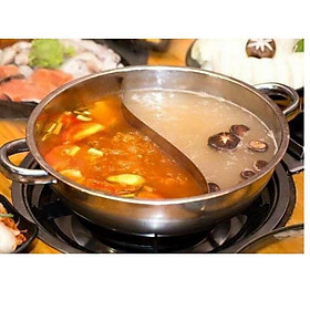 Mua Nồi lẩu 2 ngăn 32cm  nấu được bếp từ nhé có nắp kính (ảnh thật)