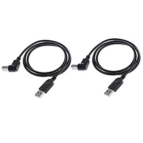 2x USB2.0 Male to Type B 90 Degree Angle Extension Adapter Cable Bend