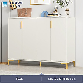 Mua Tủ Giày Gỗ Hiện Đại Màu Trắng SIB Decor Với Hệ Chân Và Tay Nắm Vàng Đồng