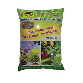 Phân bón đầu trâu MK NPK 20-20-15 đa năng cho hoa kiểng- rau màu cao cấp gói 1Kg